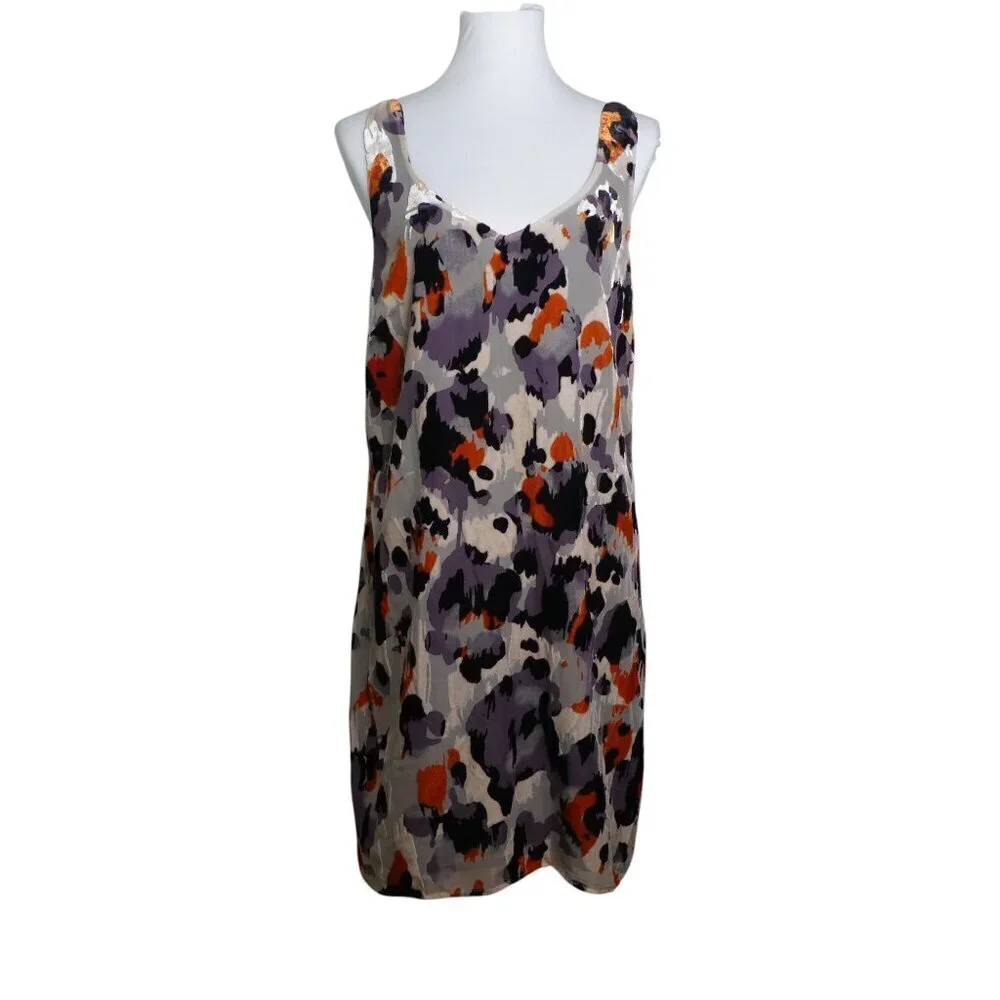 Cabi Radient Burnout Velvet Hi-Low Midi Shift Dress Womens Medium